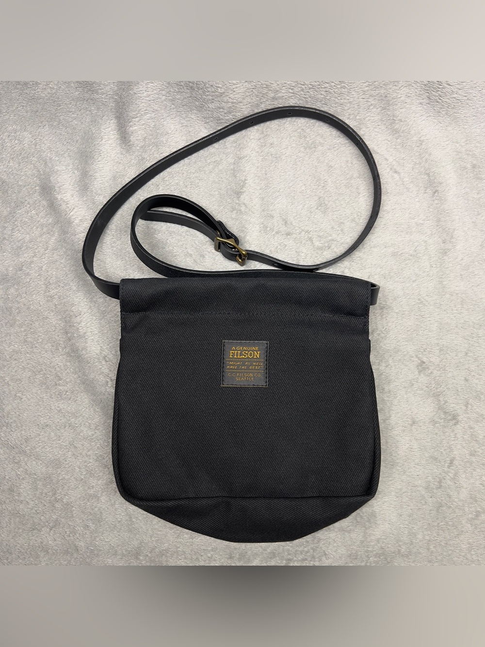 Filson Rugged Twill Convertible Field Bag Black Crossbody Made In Italy